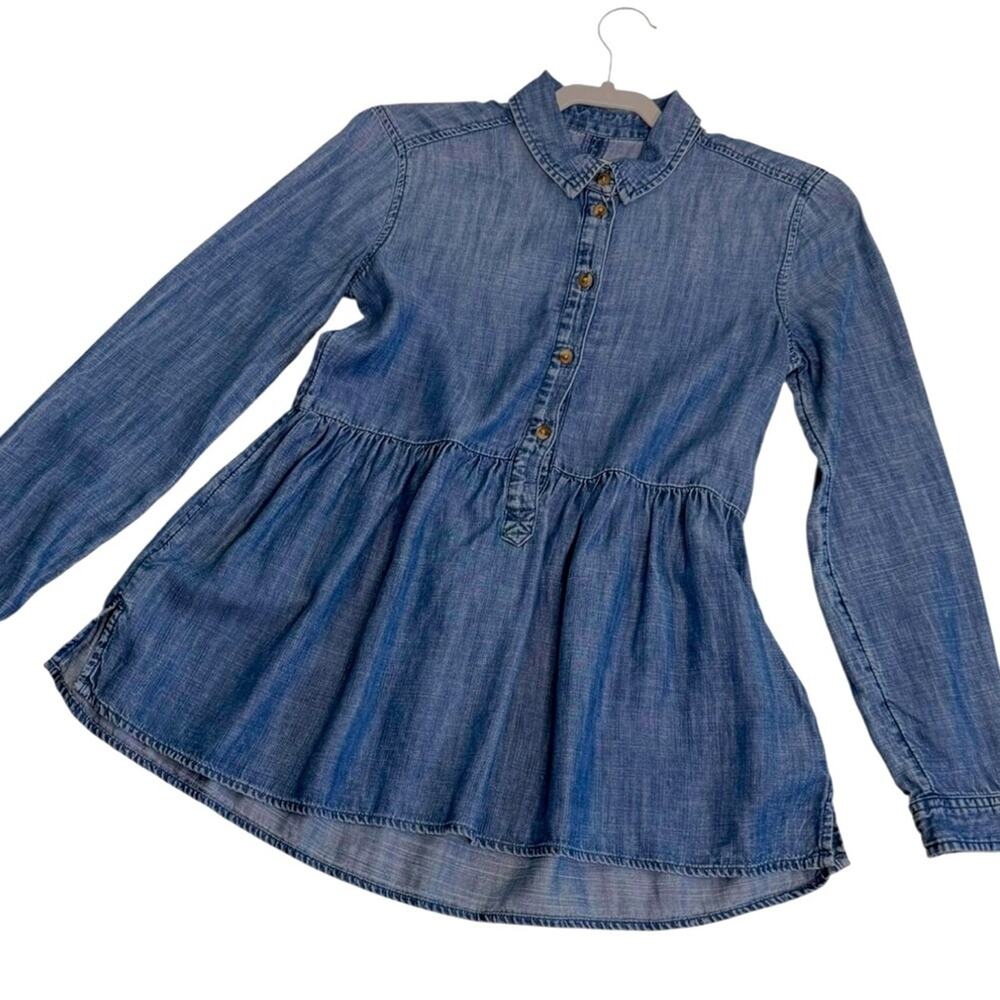 American Eagle Womens Baby Doll Top Chambray XSmall Jegging Fit